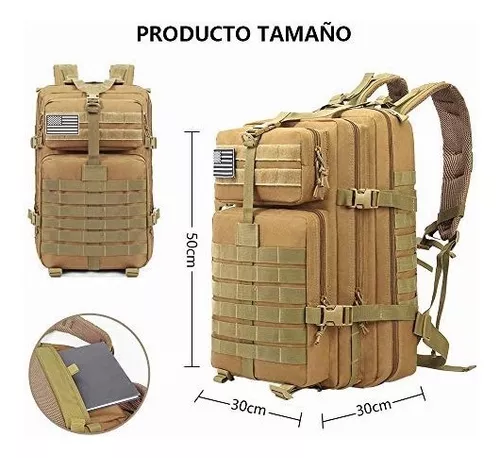 Mochila táctica militar 45L Army 3 días Assault Pack Bag Large Nylon 900D  Hombre Mochila Molle, Rojo -, Mochilas tipo mochila