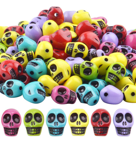 200 Cuentas Acrilicas Coloridas De Calavera De Esqueleto Par