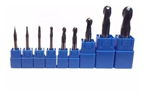 Set 9 Fresas Esfericas Revestidas Metal Duro Endmill