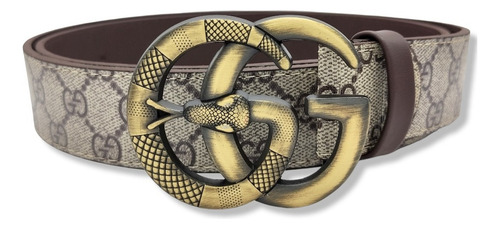 Cinturon Gg Moda Unisex Marmont Cafe Diseño De La Tela Hebilla Serpiente Oro Matte Talla G