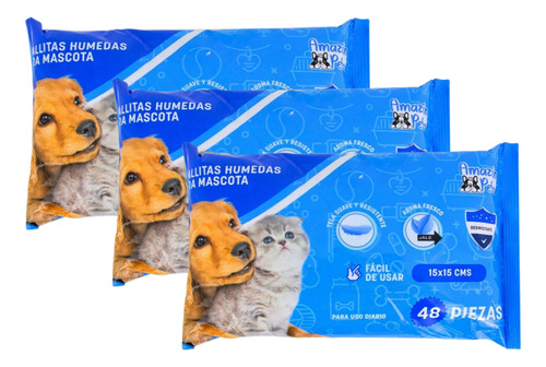 Toallitas Húmedas Para Mascotas - Pack De 3 Unidades