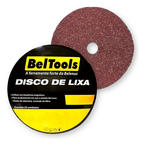 Kit C/ 25 Disco Lixa Ferro 4.1/2x7x8 G24 Beltools Quantidade De Cascalhos 24