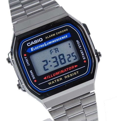 Reloj Casio Original Digital A168wa-1 Retro Vintage-alarmal