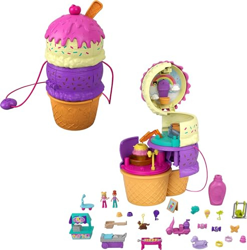 Polly Pocket 2-in-1 Travel Toy Playset, Spin 'n Surprise Ice