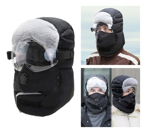 Unisex Balaclava Bufanda Filtro Gafas Transparentes Negras