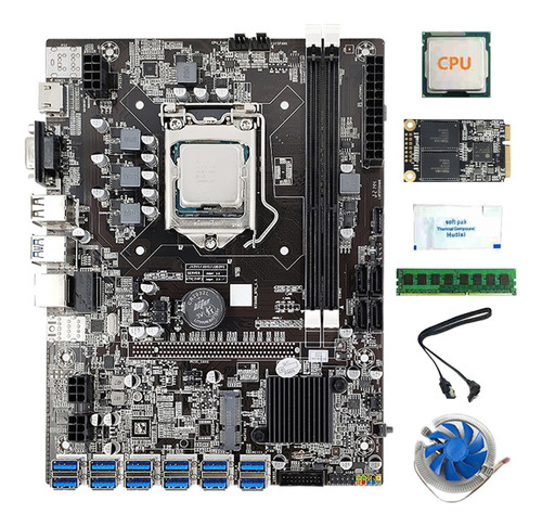 Placa Madre Minera Usb3.0 B75 Btc, Cpu, Ventilador, 4 Gb Dd