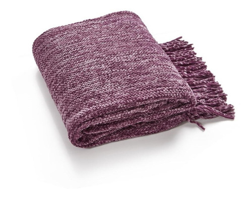 Imagen 1 de 3 de Pie De Cama Manta Tejida Chenille Importada Usa Lila Claro