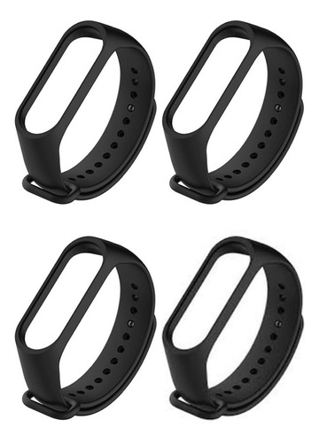 Pack 4 Mallas Negras Para Xiaomi Mi Band 5 6 Smart Watch