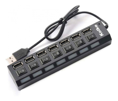 Hub Usb 7 Puertos Kolke Kav-105 Switch Individual 2.0