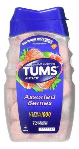 Pastilhas Tums Antiacido Ultra Forte (frutas Vermelhas) 72un Sabor Assorted Berries