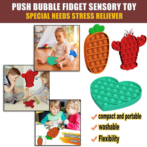 4 Piezas Empujar Burbuja Fruta Sensorial Fidget Autismo Estr