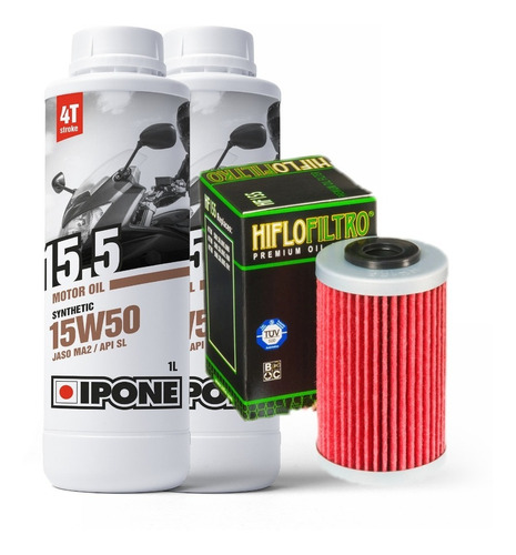 Kit Service Ktm Duke 200 Filtro De Aceite + 2 Ipone 15w50