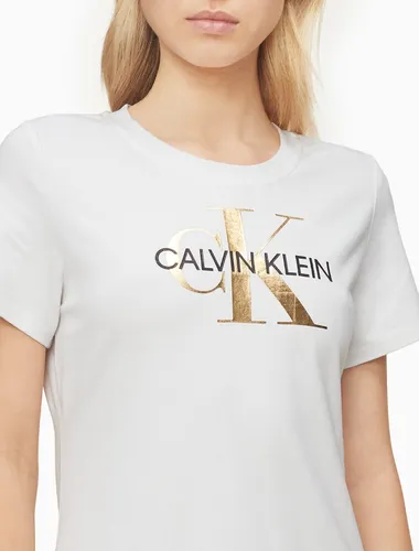 Vestido Calvin Klein Monogram Logo T-shirt Dress White/gold