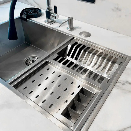 Cuba Calha Com Escorredor Equipado 70x40cm Inox Premium Cor Prata