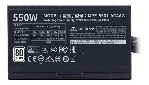 Imagen 3 de 4 de Fuente De Poder Cooler Master Mwe 550w White V2 Mpe-5501-aca