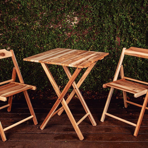 Mesa de Bar Tramontina Lille Cuadrada Plegable de Madera 60x60
