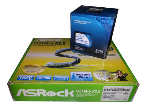 Tarjeta Madre Asrock G31m + Procesador Intel E5700 3 Ghz (a)