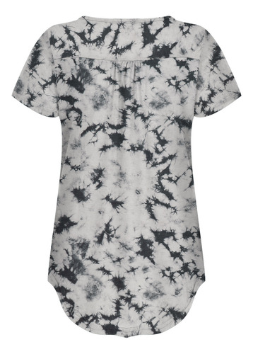 Top De Manga Corta Con Botones Y Estampado Tie-dye Con Cuell