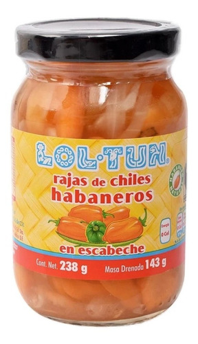 Habaneros en Rajas Lol-Tun en Escabeche 238g