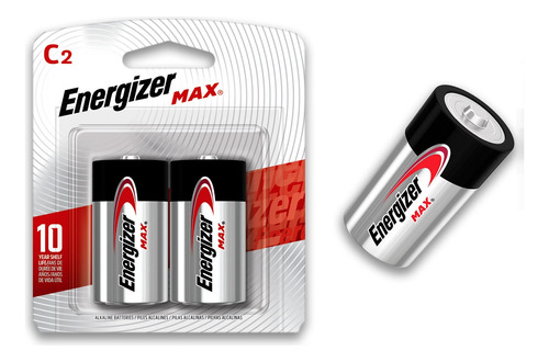 Pilha Alcalina C Max Energizer Bateria Média Lr14 2 Unidades
