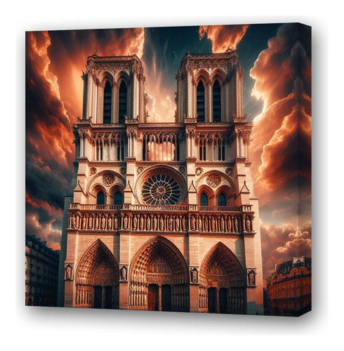 Cuadro 20x20cm Catedral De Notre-dame Gótico Francia M1