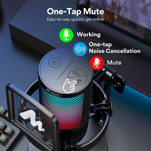 Microfone Condensador Gamer Maono Dgm20 rgb Pto C/suporte Usb Cor Preto