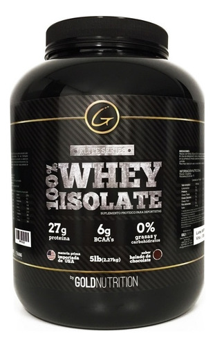 Proteína Aislada - 100% Whey Isolate 5lb - Gold Nutrition Sabor Helado de chocolate