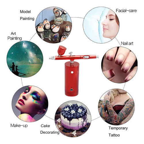 Kit De Aerógrafo En Aerosol Compresor Recargable Portátil
