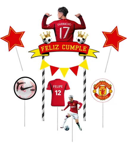 comprar Adorno Topper Torta Feliz Cumple Garnacho Manchester United
