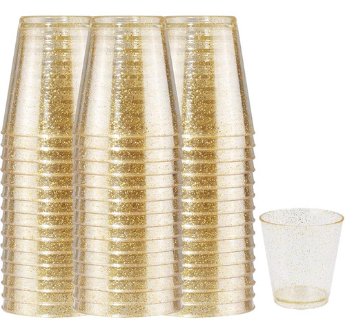 Wellife 200 Pack Vasos De Plástico De Oro Brillante De Purpu