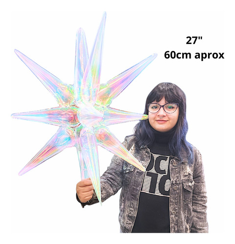 X5u Globo Estrella 14 Puntas Iridiscente 27 Pulgadas Deco Verde
