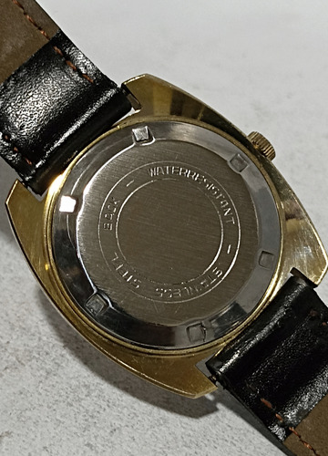 Fino Reloj Suizo Automático Pedre '70s Fechador Antíguo Negro Dorado Dorado (Usado)