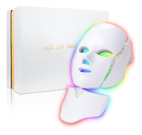 Ugwuia Máscara Facial Led, Terapia De Luz, 7 Colores, Terapi
