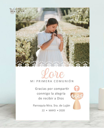 Imagen 8 de 10 de Estampas Nenas Primera Comunión Rect. Con Foto X 3u