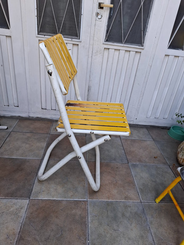 Reposera De Caño Y Pvc Retro Vintage Plegable Firme Amarillo