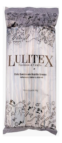 Bastão De Cola Quente 1kg 40 Unidades Grosso 11,2mm Lulitex