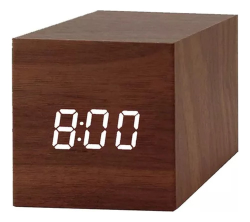 Reloj Digital Estilo Madera Alarma Despertador Fecha Tempera