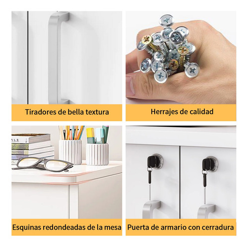 Archivero Blanco Oficina Doble Con Rueda Moderno Mueble 80cm Crema