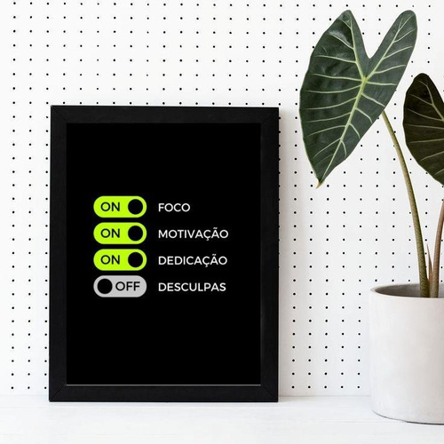 Quadro Foco Motivação Dedicação 24x18cm - Com Vidro