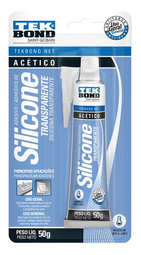 Cola Silicone Tekbond  50g Acetico Incolor Com Blister  2203