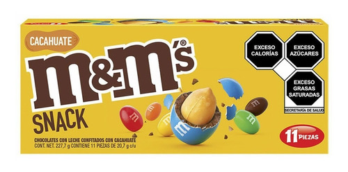 M&ms Snack Lunetas Chocolate Con Leche Y Cacahuate 11pz 227g