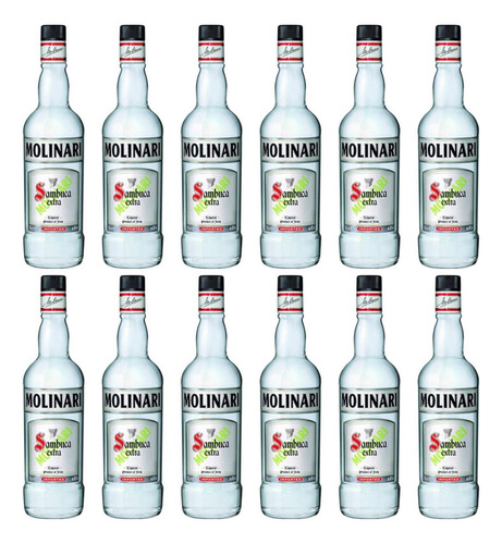 Pack De 12 Licor Molinari Sambuca Extra Dulce 700 Ml