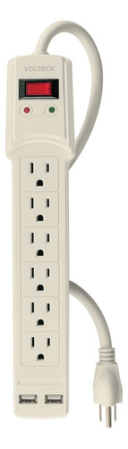 Multicontacto 6 Entradas 2 Ptos Usb 1875 W Volteck 46329 Color Beige