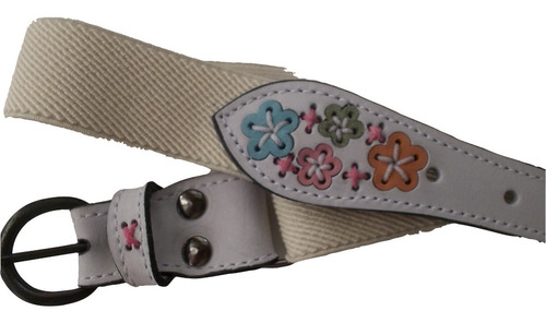 Cinturón Para Niña - Elástico Y Puntera Crudas- Flores Color