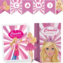 Comprar Kit Imprimible Barbie, Textos Editables Invitaciones, Bander