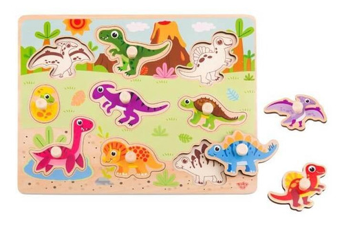 Imagem 1 de 3 de Encaixe Com Pinos - Dinossauros - Tooky Toy
