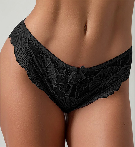 Bragas De Mujer Con Bonito Diseño De Lazo, Encaje Completo,