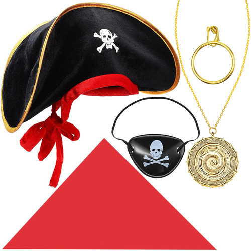 Capitán Pirata De 5 Piezas Accesorios De Vestuario Skull Hat