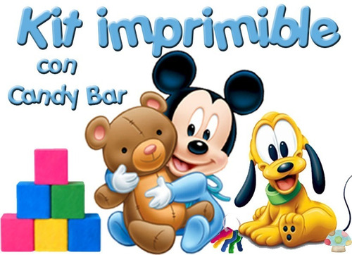 Kit Imprimible + Candy Bar Mickey Mouse Bebe  Editable 