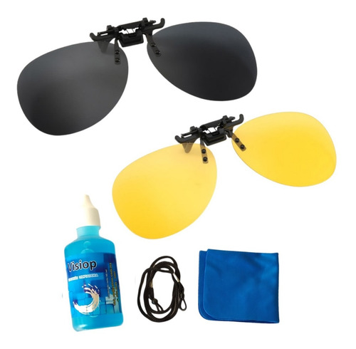 2 Micas Polarizadas Sobrepuesto Clip-on  Lentes Piloto + Kit